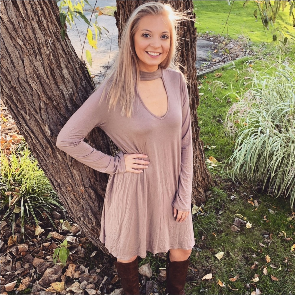 Tan cutout dress